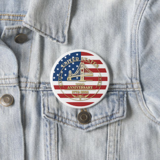 Chapa Redonda De 7 Cm USA 250th Anniversary Golden Gate Patriotic Flag