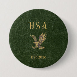 Chapa Redonda De 7 Cm USA Eagle 1775 - 2026 Fax Green Leather