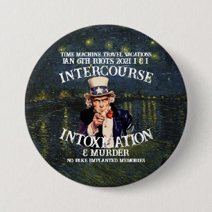 Chapa Redonda De 7 Cm Vacaciones de viaje en máquina del tiempo 6 de ene