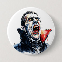 Chapa Redonda De 7 Cm Vampiro Halloween Rojo Gótico Negro