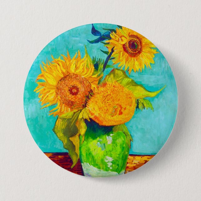 Chapa Redonda De 7 Cm Van Gogh Sunflowers (Anverso)