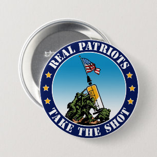 Chapa Redonda De 7 Cm Verdaderos Patriotas Se Vacunan - Iwo Jima Pro Vax