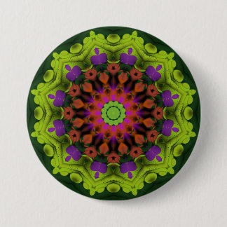 Chapa Redonda De 7 Cm Verde morado: arte de Mandala geométrica