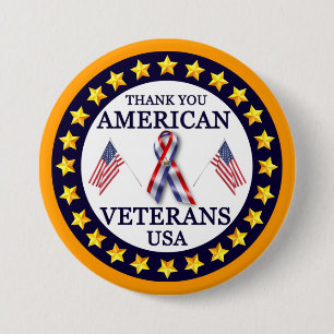 Chapa Redonda De 7 Cm Veteranos americanos 2