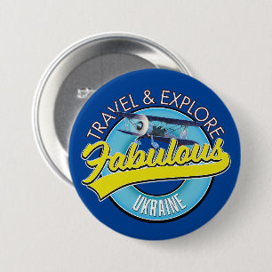 Chapa Redonda De 7 Cm viajar explorar Ucrania logo fabuloso