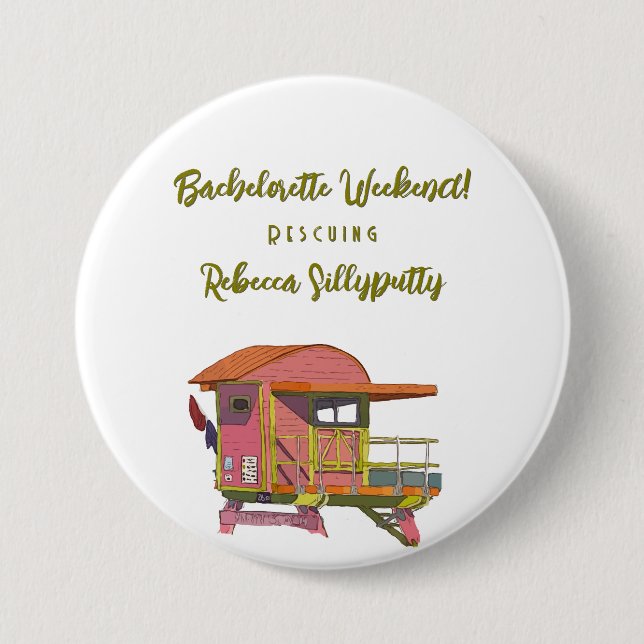 Chapa Redonda De 7 Cm Vibraciones de salvavidas rosado fin de semana de  (Anverso)