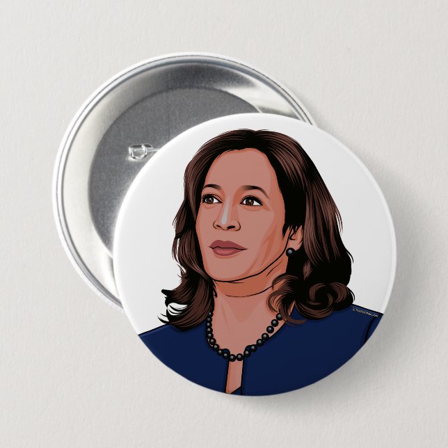 Chapa Redonda De 7 Cm Vicepresidente Kamala Harris (Anverso y reverso)