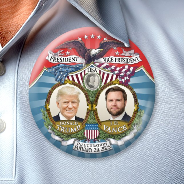 Chapa Redonda De 7 Cm Victoria e Inauguración - Donald Trump JD Vance (Trump Vance Inauguration and Victory Collectible for the 2024 Election - the 47th President)