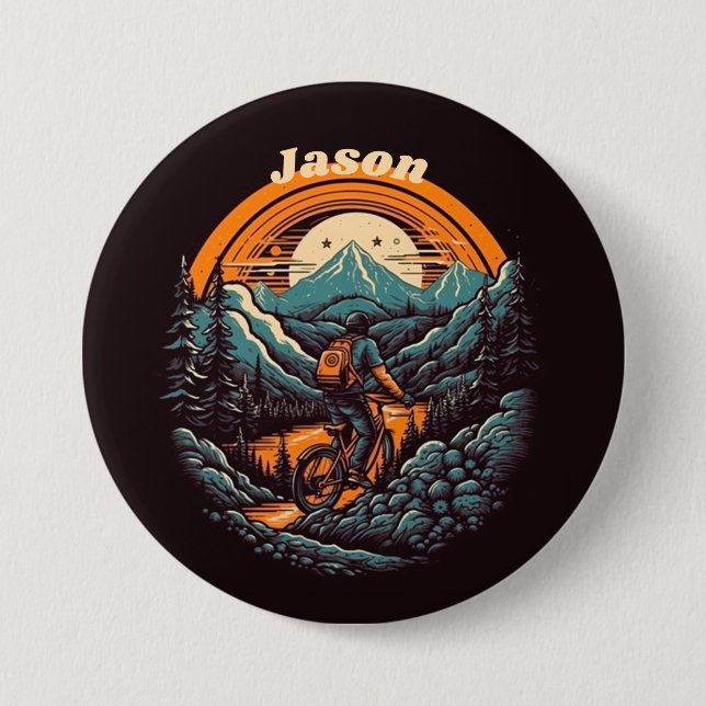 Chapa Redonda De 7 Cm Vida en bicicleta, personalizable retro (Anverso)