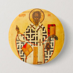 Chapa Redonda De 7 Cm Viejo icono ruso de San Nicolás