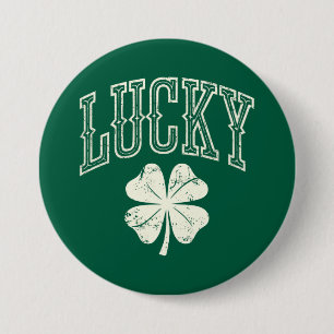 Chapa Redonda De 7 Cm Vintage Lucky Clover St Patrick's Day