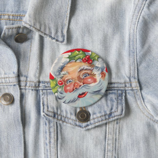 Chapa Redonda De 7 Cm Vintage Santa 17