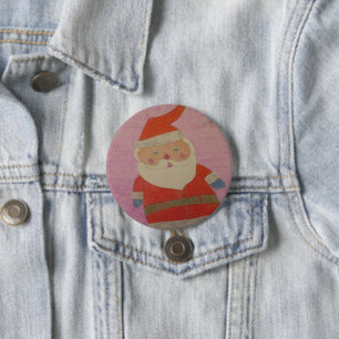 Chapa Redonda De 7 Cm Vintage Santa Claus