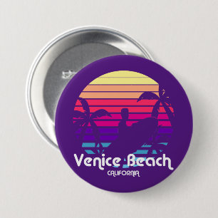Chapa Redonda De 7 Cm Vintage Venice Beach California Sunset