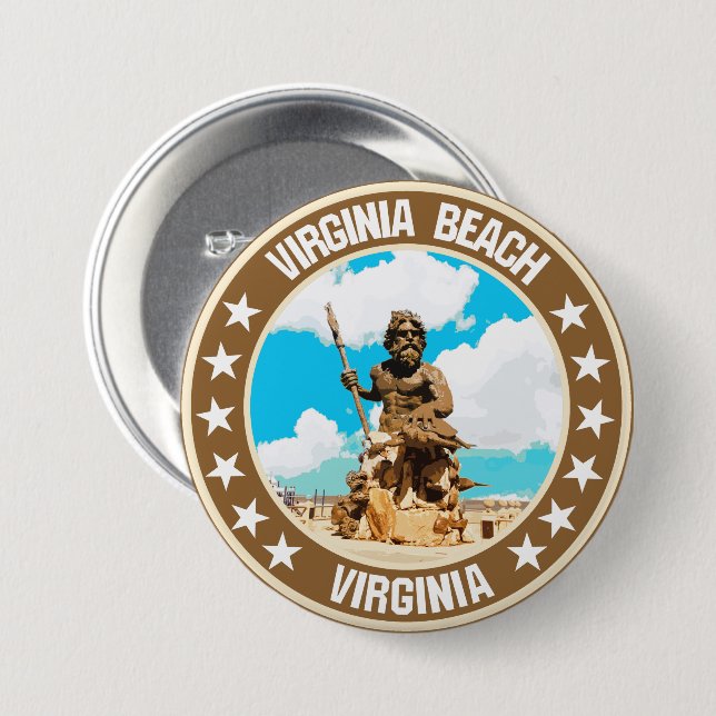 Chapa Redonda De 7 Cm Virginia Beach (Anverso y reverso)