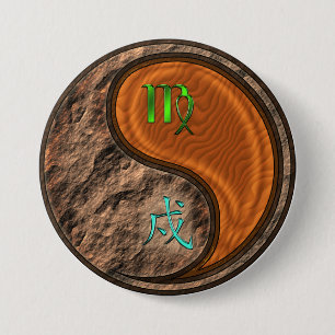 Chapa Redonda De 7 Cm Virgo & Perro de Madera