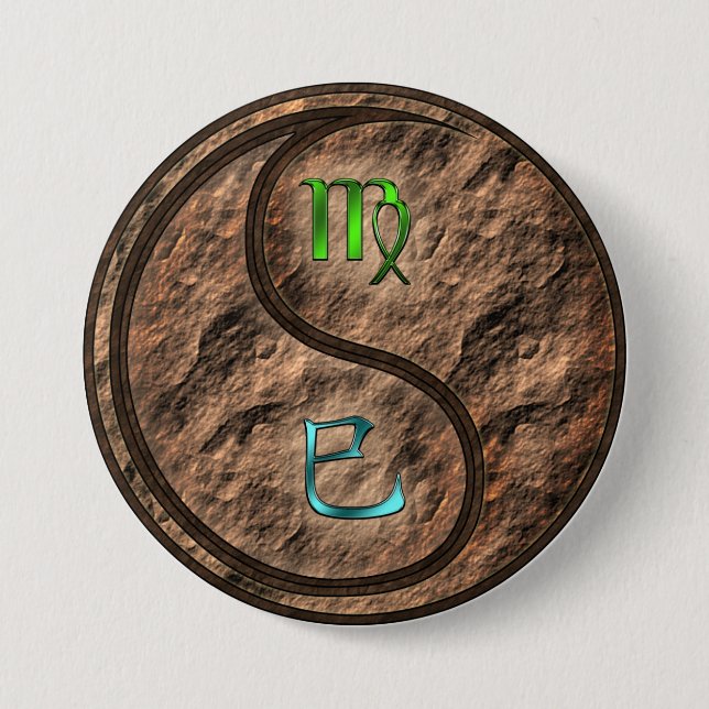 Chapa Redonda De 7 Cm Virgo & Serpiente de Tierra (Anverso)