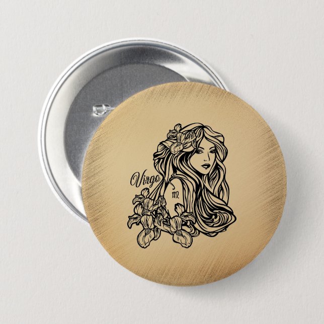 Chapa Redonda De 7 Cm Virgo Zodiac Antigüedad (Anverso y reverso)