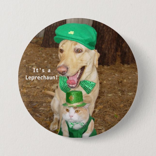 Chapa Redonda De 7 Cm Vista del Leprechaun (Anverso)