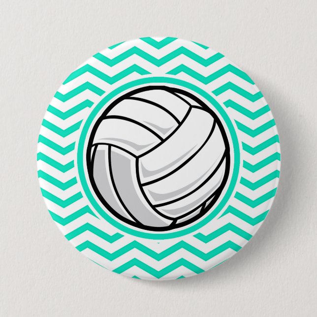 Chapa Redonda De 7 Cm Voleibol; Aqua Green Chevron (Anverso)
