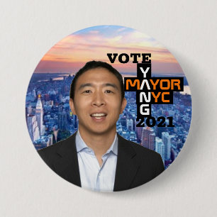 Chapa Redonda De 7 Cm Vota a Andy Yang NYC Mayor 2021