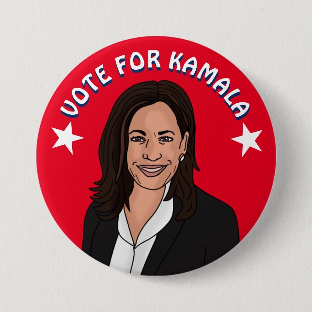 Chapa Redonda De 7 Cm Votación por Kamala Harris 2024 (Anverso)