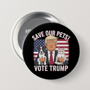 Chapa Redonda De 7 Cm Votar por Trump Salve a Nuestros Mascotas Gatos Pe