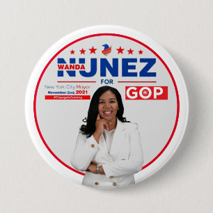 Chapa Redonda De 7 Cm Wanda Nunez para alcalde de Nueva York