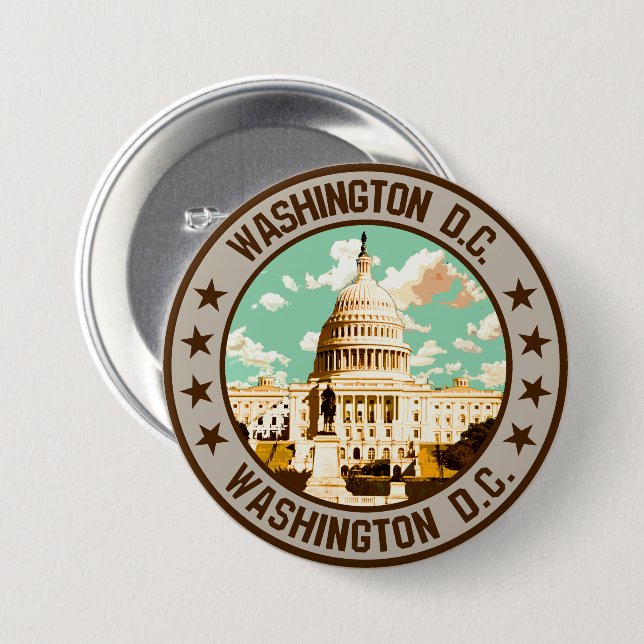 Chapa Redonda De 7 Cm Washington D.C. (Anverso y reverso)