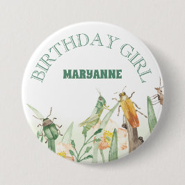 Chapa Redonda De 7 Cm Watercolor Child's Bug Insect Birthday Girl
