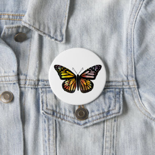 Chapa Redonda De 7 Cm Watercolor Monarch Mariposa colorida Pintada