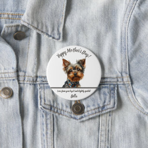 Chapa Redonda De 7 Cm Watercolor Yappy Yorkie Día de la Madre
