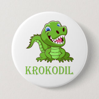 Chapa Redonda De 7 Cm weiß grün Krokodil Cartoon