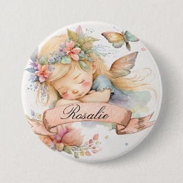 Chapa Redonda De 7 Cm Whimsical Floral Sweets Dreams Sleeping Fairy Chic