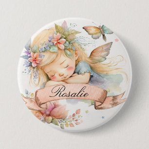 Chapa Redonda De 7 Cm Whimsical Floral Sweets Dreams Sleeping Fairy Chic