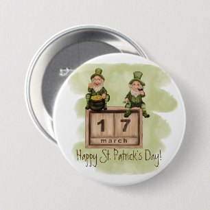 Chapa Redonda De 7 Cm Whimsical Leprechauns St. Patrick's Day