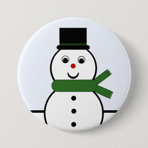 Chapa Redonda De 7 Cm Whimsical Snowman Navidades Button