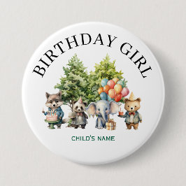 Chapa Redonda De 7 Cm Whimsical Watercolor Forest Birthday