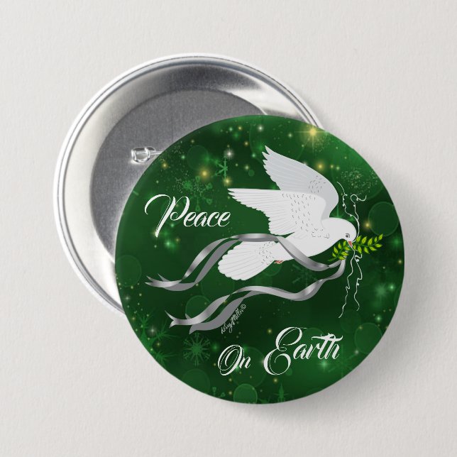 Chapa Redonda De 7 Cm White Christmas Dove Button (Anverso y reverso)