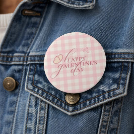 Chapa Redonda De 7 Cm Wholesome Cute Pink Check Typography Galentine Day