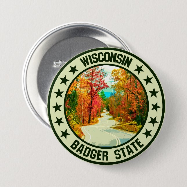 Chapa Redonda De 7 Cm Wisconsin (Anverso y reverso)