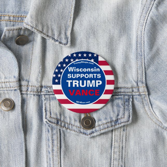 Chapa Redonda De 7 Cm Wisconsin APOYA A TRUMP VANCE (In situ)