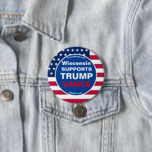 Chapa Redonda De 7 Cm Wisconsin APOYA A TRUMP VANCE