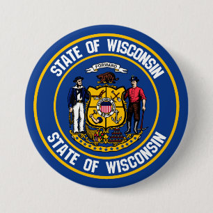 Chapa Redonda De 7 Cm Wisconsin Round Emblem