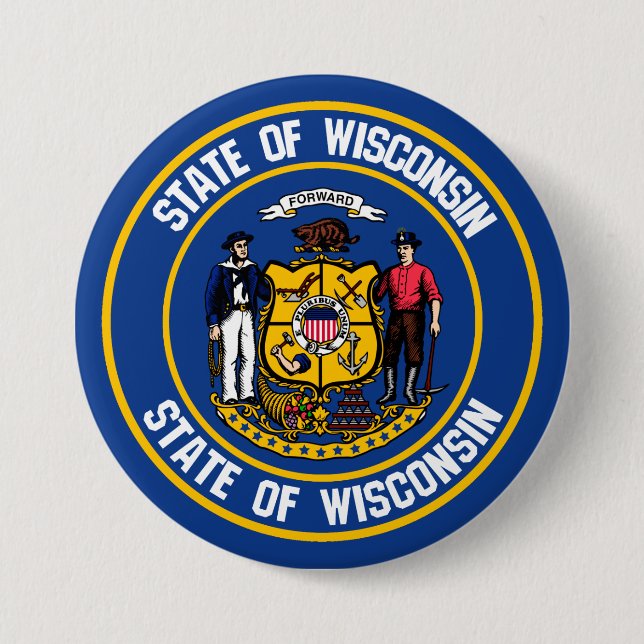 Chapa Redonda De 7 Cm Wisconsin Round Emblem (Anverso)