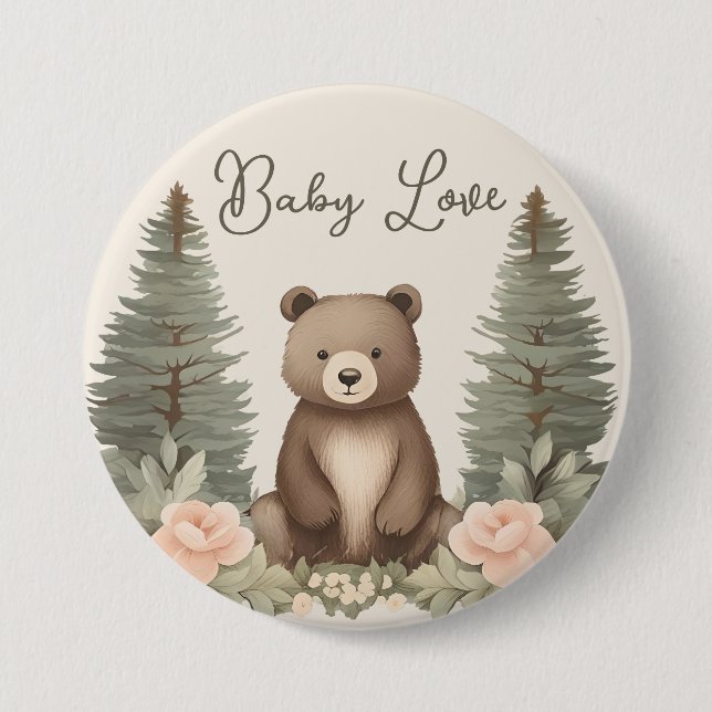 Chapa Redonda De 7 Cm Woodland Forest Bear (Anverso)