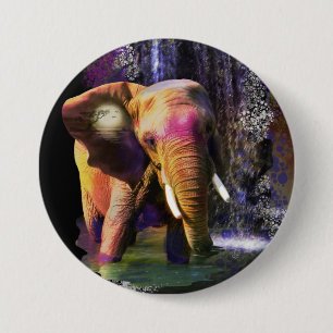 Chapa Redonda De 7 Cm Wrinkly Wonders Colorful Elephant Zoo Button