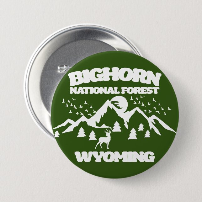 Chapa Redonda De 7 Cm Wyoming, Bosque Nacional Bighorn (Anverso y reverso)