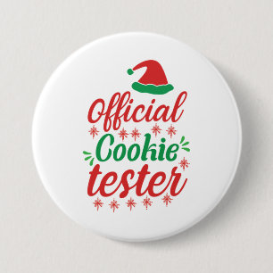 Chapa Redonda De 7 Cm Xmas Art Official Cookie Tester
