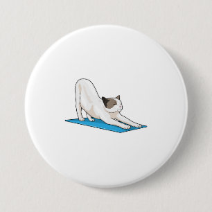 Chapa Redonda De 7 Cm Yoga de gato Meditación Fitness